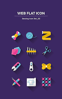 아이콘 리본 도안 가위 줄자 사람없음 세트 연필 직물 바늘 털실 실 플랫아이콘 매듭 지퍼 쪽가위 2D아이콘 AI파일 문구용품 학용품 가위_도구 자 필기구 도구 파일형식 벡터