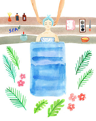 PSD 여자 꽃 일러스트 한명 상반신 성인 스파 마사지 오일 팩 성인여자만 국내일러스트 식물 1 음식 사람 화장품 여자만 성인만 파일형식