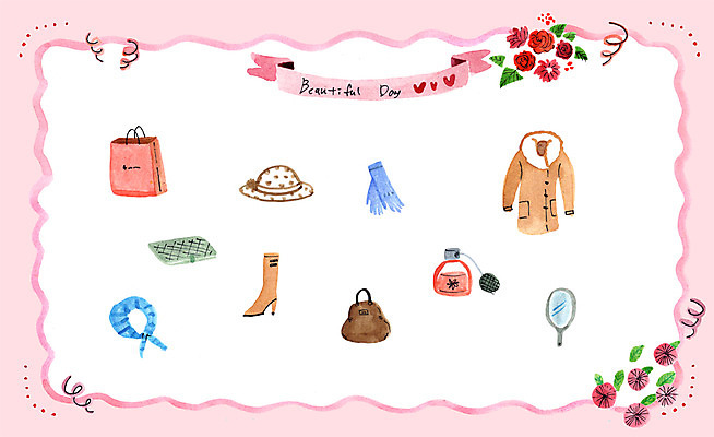 PSD 모자 꽃 장갑 가방 일러스트 부츠 사람없음 쇼핑백 스카프 거울 코트 지갑 향수 외출 국내일러스트 식물 잡화 신발 목도리 화장품 외투 파일형식