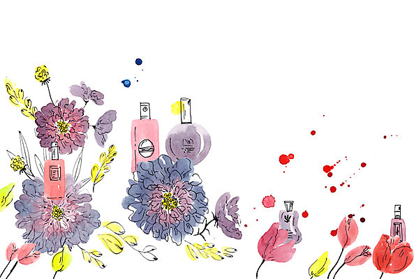 PSD 식물 꽃 일러스트 사람없음 뷰티 향수 향기 국내일러스트 화장품 냄새 파일형식
