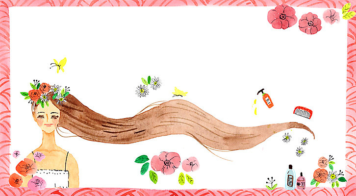 PSD 여자 꽃 나비 일러스트 한명 머리카락 오일 헤어관리 성인여자만 성인여자한명만 국내일러스트 식물 1 음식 곤충 사람 뷰티 머리 화장품 여자만 여자한명만 성인만 파일형식