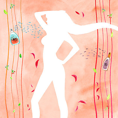 PSD 여자 실루엣 일러스트 나뭇잎 한명 성인 향수 성인여자한명만 국내일러스트 1 잎 촬영기법 사람 화장품 여자한명만 성인여자만 파일형식