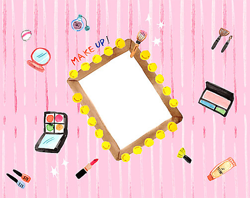 PSD 일러스트 조명 사람없음 화장 거울 립스틱 볼터치 크림 향수 메이크업브러쉬 국내일러스트 뷰티 화장품 붓 파일형식