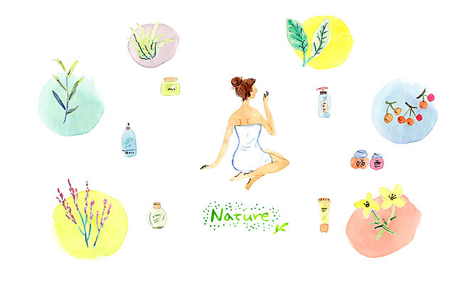 전신 PSD 여자 꽃 일러스트 나뭇잎 한명 성인 뷰티 허브 크림 성인여자만 성인여자한명만 국내일러스트 식물 1 잎 사람 여자만 여자한명만 성인만 파일형식