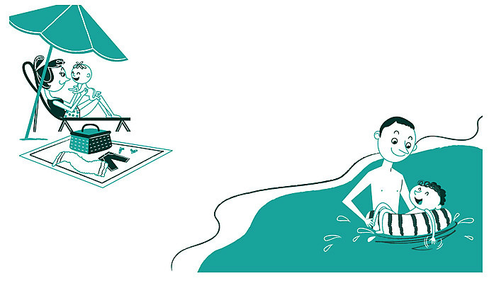 여자 남자 어린이 일러스트 가족 엄마 휴가 스트레스 여러명 성인 육아 아기 파라솔 아빠 해수욕장 육아라이프 국내일러스트 AI파일 라이프스타일 바다 다수 관계 사람 파일형식 벡터