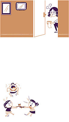 여자 남자 어린이 일러스트 가족 엄마 스트레스 여러명 성인 육아 아기 화장실 싸움 육아라이프 국내일러스트 AI파일 라이프스타일 다수 관계 모션 사람 파일형식 벡터