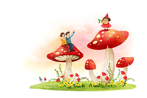 전신 PSD 여자 남자 꽃 딸 행복 어린이 일러스트 가족 엄마 상상일러스트 성인 세명 판타지 버섯 화목 아빠 장기자랑 풀피리 국내일러스트 식물 감정 악기 컨셉 관계 상상 사람 파일형식