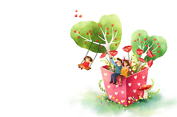 PSD 나무 여자 남자 꽃 딸 행복 어린이 일러스트 가족 엄마 상상일러스트 성인 세명 선물상자 판타지 화목 하트 아빠 그네 사랑나무 국내일러스트 모양 식물 감정 컨셉 관계 상상 선물 사람 상자 파일형식