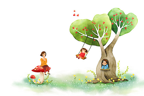 전신 PSD 나무 여자 남자 딸 행복 어린이 일러스트 가족 엄마 상상일러스트 사랑 성인 세명 판타지 버섯 화목 하트 아빠 그네 사랑나무 국내일러스트 모양 식물 감정 컨셉 관계 상상 사람 파일형식