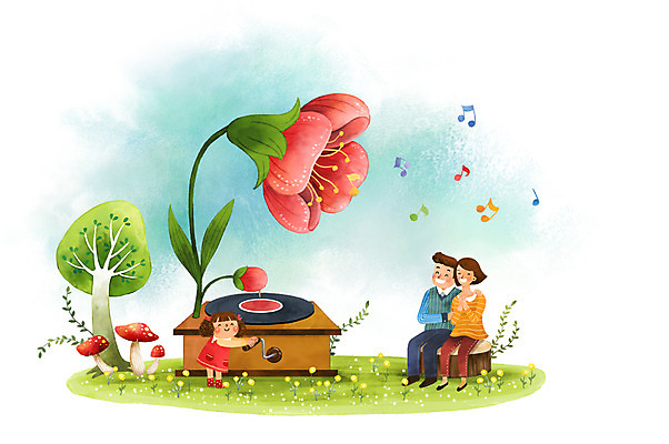 전신 PSD 나무 여자 남자 꽃 딸 행복 어린이 음표 일러스트 가족 엄마 상상일러스트 성인 세명 판타지 버섯 화목 아빠 국내일러스트 식물 기호 감정 음악 컨셉 관계 상상 사람 파일형식