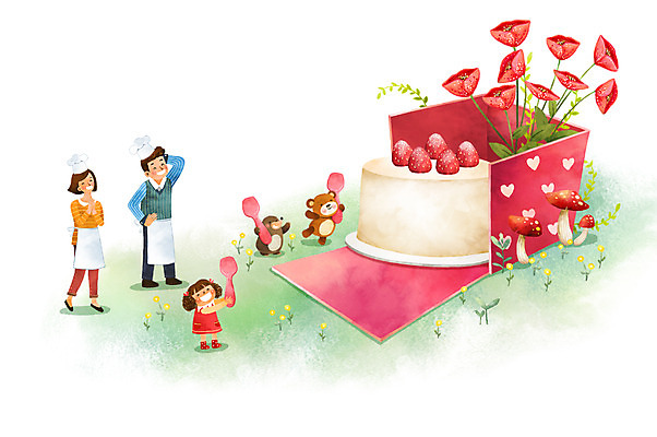 전신 PSD 여자 남자 꽃 딸 행복 어린이 두마리 일러스트 곰 가족 딸기 엄마 상상일러스트 성인 세명 판타지 케이크 숟가락 버섯 화목 하트 아빠 두더지 딸기케이크 국내일러스트 모양 식물 동물 감정 컨셉 2 과일 포유류 관계 상상 디저트 수저 사람 파일형식