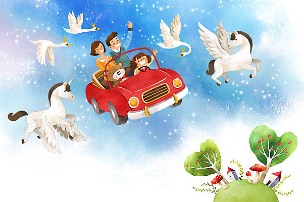 PSD 나무 여자 남자 딸 행복 어린이 여러마리 일러스트 곰 가족 자동차 하늘 엄마 상상일러스트 사랑 상반신 성인 세명 판타지 화목 하트 비행 아빠 백조 사랑나무 유니콘 국내일러스트 모양 식물 동물 감정 육상교통 다수 컨셉 포유류 관계 상상 조류 사람 파일형식