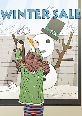 PSD 여자 포스터 어린이 겨울 일러스트 눈사람 한명 서기 상반신 쇼핑 세일 퍼즐 맞추기 아트툰 국내일러스트 1 계절 모션 사람 그림 파일형식