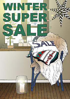 PSD 포스터 쿠션 겨울 의자 일러스트 초 사람없음 쇼핑 세일 창가 별장식 아트툰 국내일러스트 계절 별 가구 창문 장식 그림 파일형식