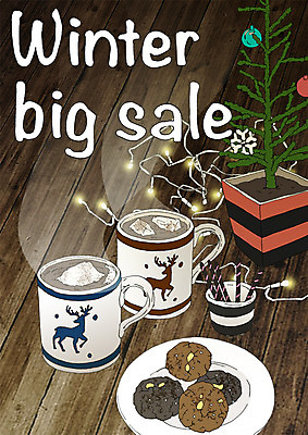 PSD 포스터 화분 겨울 일러스트 사람없음 쇼핑 크리스마스트리 세일 쿠키 코코아 꼬마전구 아트툰 국내일러스트 계절 음료 크리스마스 전구 디저트 그림 파일형식