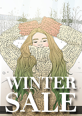 PSD 여자 포스터 겨울 일러스트 한명 서기 상반신 쇼핑 세일 니트 아트툰 국내일러스트 1 계절 상의 모션 사람 그림 파일형식