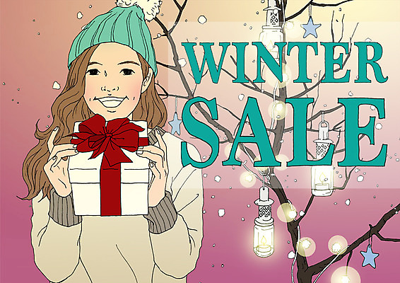 PSD 여자 포스터 겨울 일러스트 전구 한명 상반신 선물상자 쇼핑 크리스마스트리 세일 별장식 아트툰 국내일러스트 1 계절 별 크리스마스 선물 사람 장식 상자 그림 파일형식