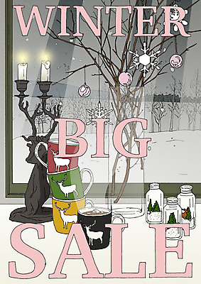 PSD 포스터 겨울 일러스트 초 사람없음 장식 쇼핑 세일 머그컵 눈송이 코코아 빅세일 아트툰 국내일러스트 계절 음료 눈_날씨 컵 그림 파일형식