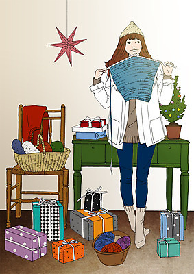 전신 PSD 여자 포스터 겨울 일러스트 한명 서기 선물상자 쇼핑 뜨개질 별장식 아트툰 국내일러스트 1 계절 별 모션 선물 사람 취미 장식 상자 그림 파일형식