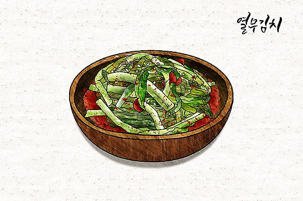 PSD 그릇 한식 일러스트 캘리그라피 사람없음 발효 발효음식 열무김치 열무 국내일러스트 식기 음식 김치 무 파일형식