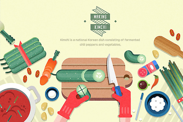 일러스트 식재료 오이 도마 사람없음 하이앵글 양념 칼 고무장갑 김장 파 오이소박이 국내일러스트 AI파일 뷰포인트 장갑 채소 주방용품 김치 고무 파일형식 벡터