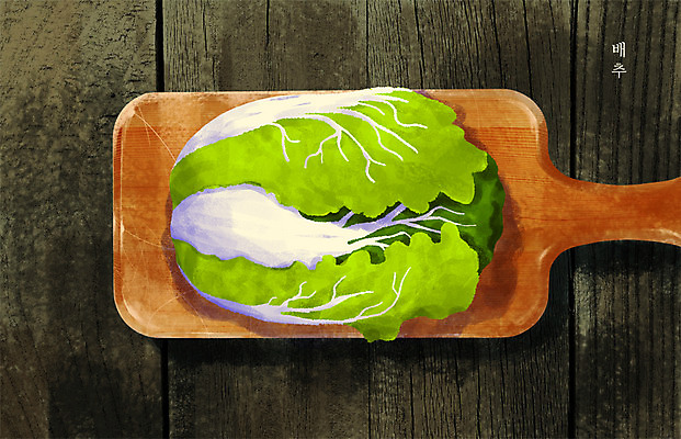 PSD 그릇 일러스트 식재료 도마 사람없음 농작물 배추 국내일러스트 식기 농업 채소 주방용품 파일형식