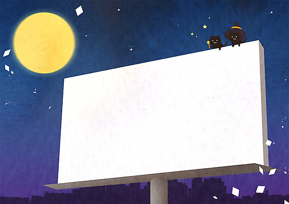 PSD 일러스트 지팡이 밤하늘 프레임 이벤트 사람없음 고양이 할로윈 보름달 가을 전광판 마법사모자 프레임일러스트 국내일러스트 모자_잡화 계절 포유류 하늘 반려동물 달 밤 야간 파일형식