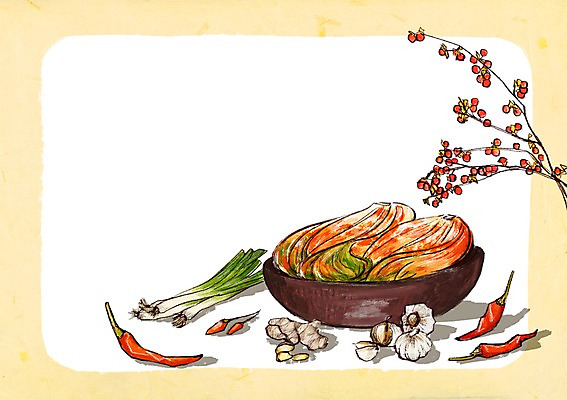 PSD 백그라운드 일러스트 마늘 사람없음 홍고추 발효 배추김치 김장 생강 발효음식 대파 포기김치 프레임일러스트 국내일러스트 음식 채소 고추 김치 프레임 파 파일형식