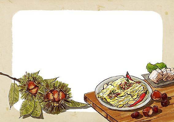 PSD 백그라운드 일러스트 도마 사람없음 가을 밤송이 홍고추 대추 발효 김장 밤나무 백김치 발효음식 건대추 수육 프레임일러스트 가을배경 국내일러스트 나무 계절 한식 음식 고추 주방용품 김치 프레임 밤_견과류 파일형식 가을_계절