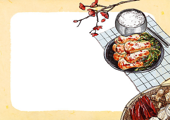 PSD 백그라운드 일러스트 젓가락 마늘 사람없음 소쿠리 식탁보 홍고추 발효 밥그릇 생강 쌀밥 발효음식 총각김치 알타리무 프레임일러스트 흰밥 국내일러스트 그릇 음식 채소 고추 밥 김치 프레임 수저 바구니 파일형식