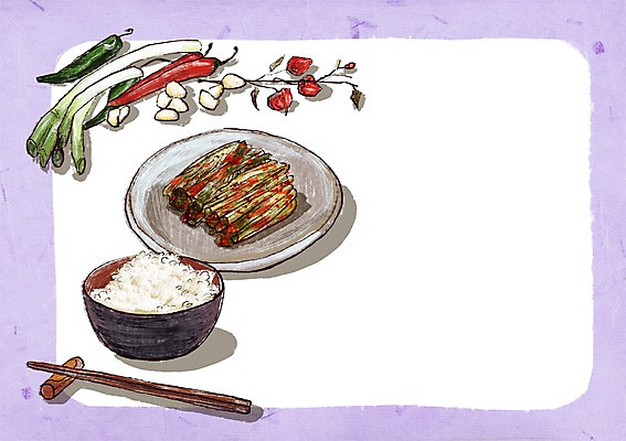 PSD 그릇 백그라운드 일러스트 젓가락 마늘 사람없음 홍고추 발효 풋고추 밥그릇 쌀밥 발효음식 대파 갓김치 젓가락받침대 프레임일러스트 흰밥 국내일러스트 식기 음식 채소 고추 밥 김치 프레임 수저 파 수저받침대 파일형식