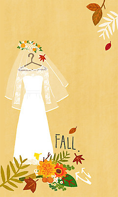 PSD 꽃 부케 웨딩드레스 낙엽 일러스트 사람없음 화관 가을 옷걸이 베일 국내일러스트 식물 드레스 계절 꽃다발 잎 파일형식