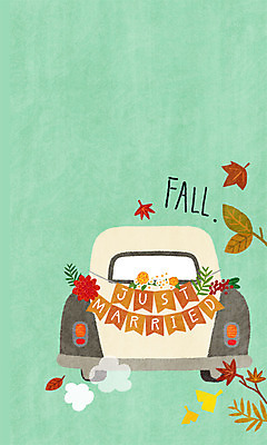 PSD 결혼 백그라운드 낙엽 일러스트 사람없음 가을 웨딩카 가랜드 가을배경 국내일러스트 계절 잎 자동차 이벤트 파티용품 파일형식 가을_계절