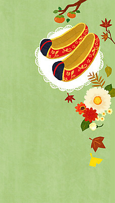 PSD 꽃 결혼 백그라운드 낙엽 일러스트 사람없음 장식 가을 감나무 꽃신 가을배경 국내일러스트 나무 식물 계절 신발 잎 전통소품 감 이벤트 파일형식 가을_계절