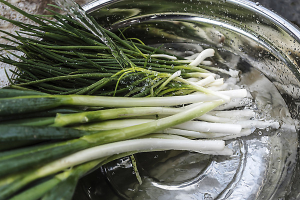 포토 자연요소 다수 채소 청결 파일형식 여러개 씻기 물 대야 파 사람없음 JPG 식재료 국내포토