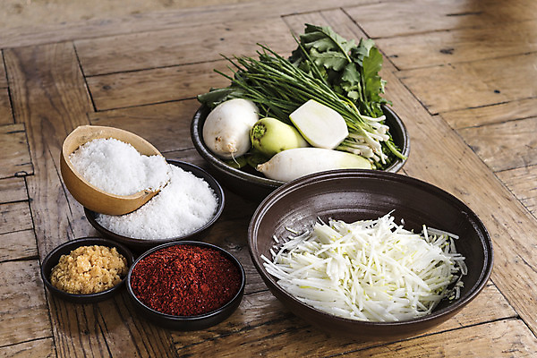 포토 다수 식재료 뿌리채소 가루 김장 파일형식 여러개 다진마늘 고춧가루 소금 무 무생채 김장재료 사람없음 JPG 국내포토