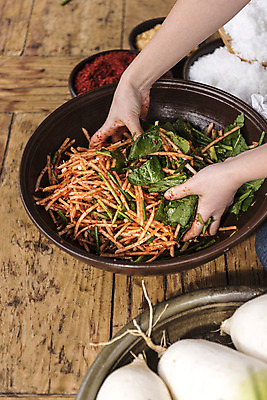 포토 1 사람 신체부위 파일형식 김장 무생채 손 주부 여자 한명 JPG 양념 국내포토