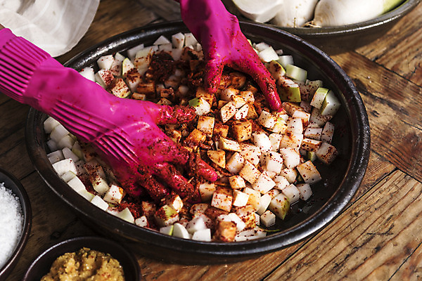 포토 JPG 손 신체부위 깍두기 주부 고무장갑 김장 국내포토 장갑 김치 사람 고무 파일형식