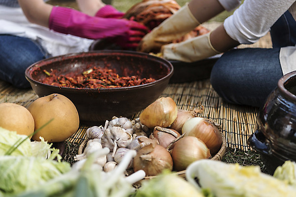 포토 한식 채소 과일 식재료 모션 사람 신체부위 김장 파일형식 마늘 양파 김장재료 김치 앉기 주부 손 하반신 JPG 국내포토 배
