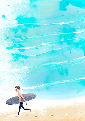 PSD 남자 파도 바다 여행 백그라운드 일러스트 휴가 한명 풍경 해변 여름 여름풍경 서핑보드 서퍼 안식처 여름배경 국내일러스트 1 계절 휴식 운동선수 사람 보드_스포츠 파일형식 여름_계절