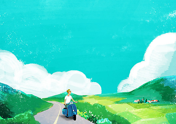 PSD 남자 도로 여유 백그라운드 일러스트 자연 한명 풍경 드라이브 스쿠터 시골 시골길 안식처 국내일러스트 1 감정 길 교통시설 휴식 사람 운전 오토바이 생태계 파일형식