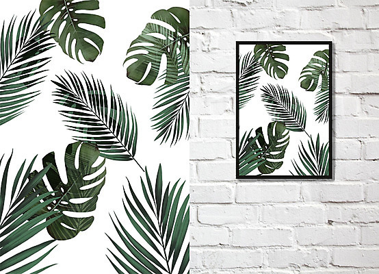 PSD 액자 잎 일러스트 북유럽스타일 사람없음 열대식물 감성 몬스테라 북유럽인테리어 보테니컬아트 트로피컬아트 국내일러스트 식물 컨셉 그림 스타일 파일형식