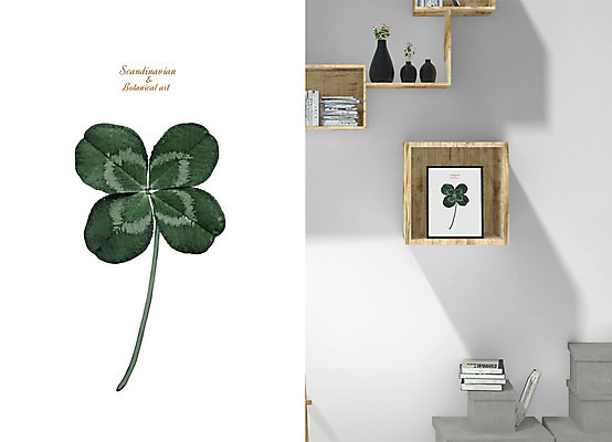 PSD 액자 일러스트 책장 북유럽스타일 사람없음 꽃병 네잎클로버 감성 북유럽인테리어 보테니컬아트 국내일러스트 식물 꽃 가구 컨셉 클로버 스타일 파일형식