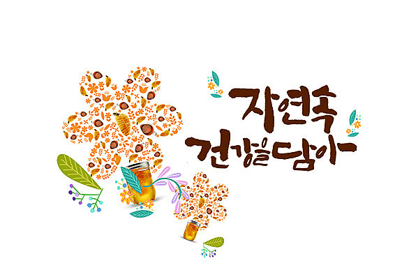 PSD 꽃 일러스트 캘리그라피 자연 나뭇잎 건강 글자캘리그라피 사람없음 꿀벌 꿀 꿀단지 토종꿀 허니콤 국내일러스트 모양 식물 잎 벌_곤충 생태계 파일형식