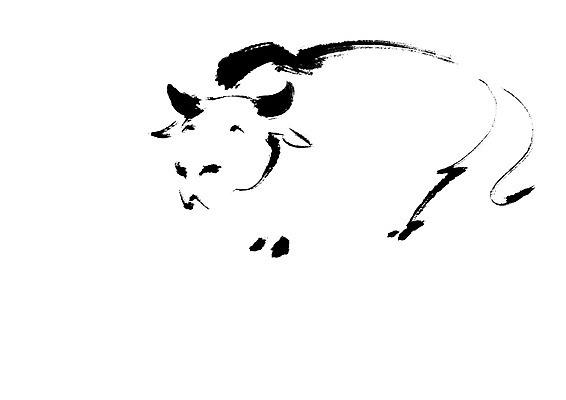 PSD 한마리 일러스트 캘리그라피 붓터치 사람없음 소 국내일러스트 1 포유류 파일형식