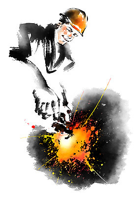 PSD 남자 일러스트 캘리그라피 붓터치 한명 성인 건설현장 용접 건설근로자 국내일러스트 직업 1 건설업 사람 파일형식