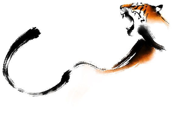 PSD 한마리 일러스트 캘리그라피 붓터치 사람없음 호랑이띠 호랑이 포효 국내일러스트 1 포유류 외침 십이지신 파일형식