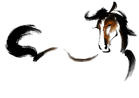 PSD 한마리 일러스트 캘리그라피 붓터치 사람없음 말_동물 말띠 국내일러스트 1 포유류 십이지신 파일형식