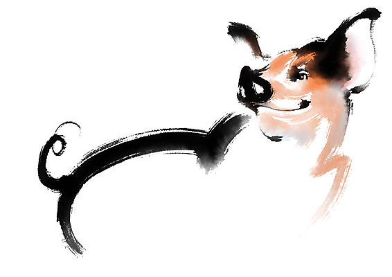 PSD 한마리 일러스트 캘리그라피 붓터치 사람없음 돼지띠 돼지 국내일러스트 1 포유류 십이지신 파일형식