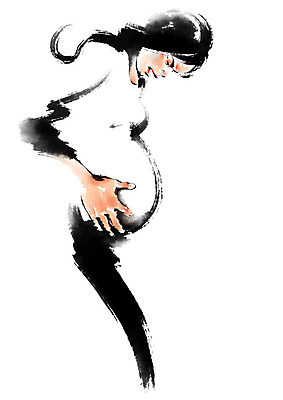 PSD 여자 일러스트 캘리그라피 가족 한명 상반신 성인 임산부 고통 진통 국내일러스트 1 감정 관계 사람 임신 파일형식